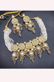 Picture of  Flawless Grey Designer Necklace Set for Wedding, Reception, and Sangeet