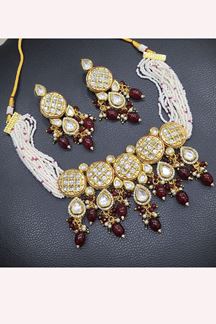 Picture of  Divine Maroon Designer Necklace Set for Wedding, Reception, and Sangeet