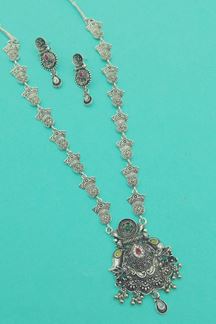 Picture of  Outstanding Silver Designer Necklace Set for Festivals, Sangeet, and Parties