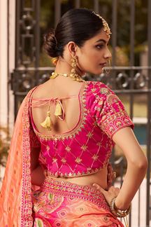 Picture of Breathtaking Pink and Peach Designer Bridal Lehenga Choli for Wedding and Reception