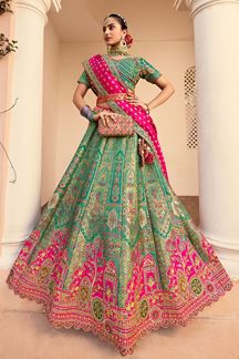 Picture of Ethnic Green Designer Bridal Lehenga Choli for Wedding and Reception