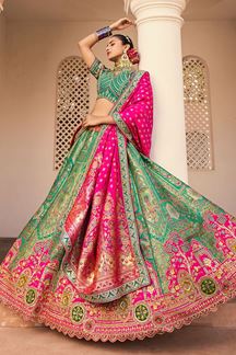 Picture of Ethnic Green Designer Bridal Lehenga Choli for Wedding and Reception