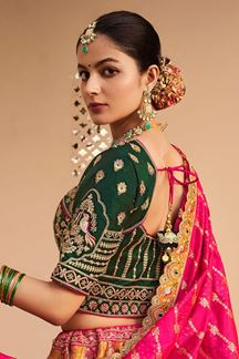 Picture of Outstanding Orange and Green Designer Bridal Lehenga Choli for Wedding and Reception