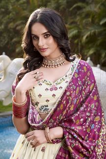 Picture of Ethnic Off-White Designer Lehenga Choli for Festivals, Sangeet, and Parties