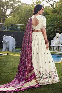 Picture of Ethnic Off-White Designer Lehenga Choli for Festivals, Sangeet, and Parties