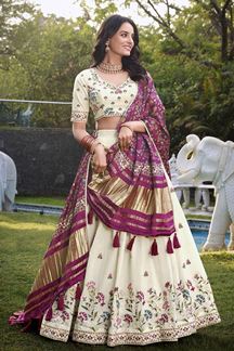 Picture of Ethnic Off-White Designer Lehenga Choli for Festivals, Sangeet, and Parties