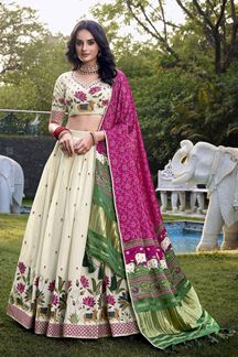 Picture of Impressive Off-White Designer Lehenga Choli for Festivals, Sangeet, and Parties