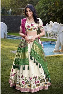 Picture of Impressive Off-White Designer Lehenga Choli for Festivals, Sangeet, and Parties
