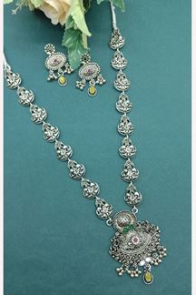 Picture of  Mesmerizing Silver Designer Necklace Set for Festivals, Sangeet, and Parties