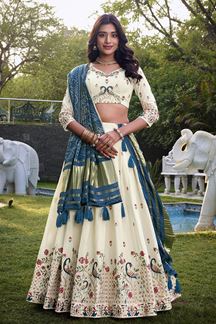 Picture of Breathtaking Off-White Designer Lehenga Choli for Festivals, Sangeet, and Parties
