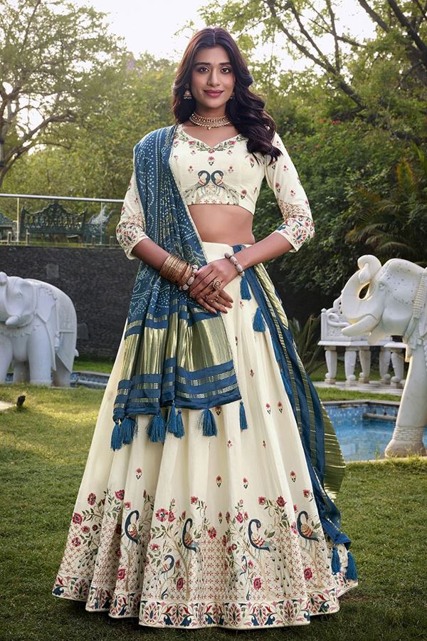 Picture of Breathtaking Off-White Designer Lehenga Choli for Festivals, Sangeet, and Parties