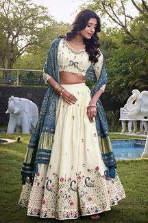 Picture of Breathtaking Off-White Designer Lehenga Choli for Festivals, Sangeet, and Parties
