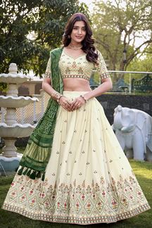 Picture of Lovely Off-White Designer Lehenga Choli for Festivals, Sangeet, and Parties