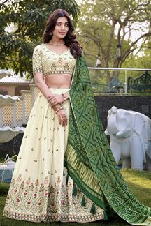 Picture of Lovely Off-White Designer Lehenga Choli for Festivals, Sangeet, and Parties