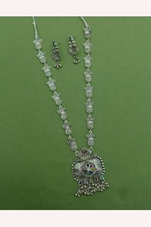 Picture of  Aesthetic Silver Designer Necklace Set for Festivals, Sangeet, and Parties