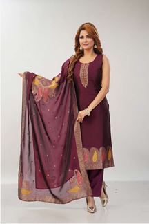 Picture of Charismatic Maroon Designer Straight Cut Suit for Festivals, Sangeet, and Parties