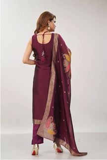 Picture of Charismatic Maroon Designer Straight Cut Suit for Festivals, Sangeet, and Parties