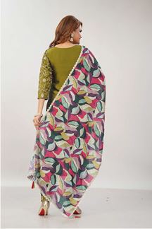 Picture of Smashing Olive Green Designer Straight Cut Suit for Mehendi, Sangeet, and Parties