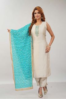 Picture of Outstanding Off-White Designer Straight Cut Suit for Festivals, Sangeet, and Parties
