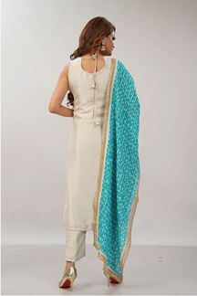 Picture of Outstanding Off-White Designer Straight Cut Suit for Festivals, Sangeet, and Parties