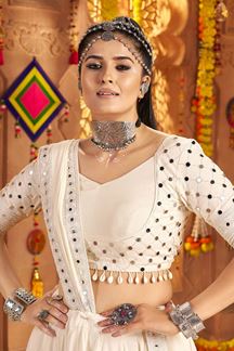 Picture of  Mesmerizing White Designer Navratri Lehenga Choli for Navratri Festival