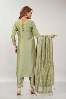 Picture of Mesmerizing Light Green Designer Straight Cut Suit for Mehendi, Sangeet, and Parties