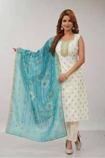 Picture of Striking White Designer Straight Cut Suit for Festivals, Sangeet, and Parties