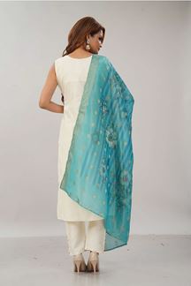 Picture of Striking White Designer Straight Cut Suit for Festivals, Sangeet, and Parties