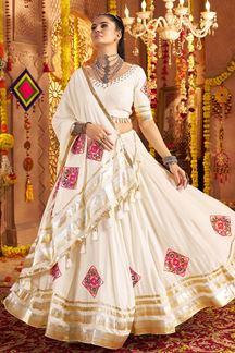 Picture of  Flamboyant White Designer Navratri Lehenga Choli for Navratri Festival