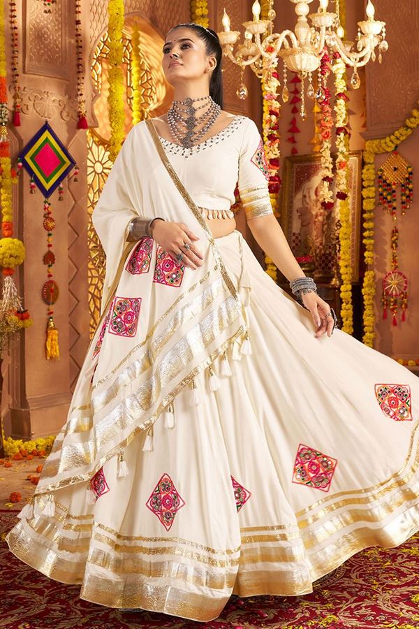 Picture of  Flamboyant White Designer Navratri Lehenga Choli for Navratri Festival