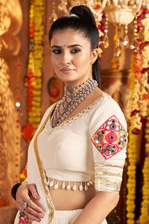 Picture of  Flamboyant White Designer Navratri Lehenga Choli for Navratri Festival