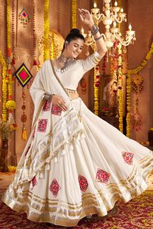 Picture of  Flamboyant White Designer Navratri Lehenga Choli for Navratri Festival