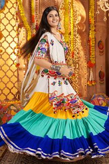 Picture of  Breathtaking Viscose Cotton Designer Navratri Lehenga Choli for Garba Dance and Festival Celebrations