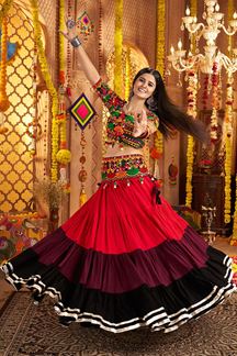 Picture of  Charismatic Viscose Cotton Designer Navratri Lehenga Choli for Garba Dance and Festival Celebrations