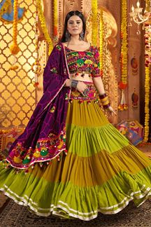 Picture of  Fascinating Viscose Cotton Designer Navratri Lehenga Choli for Garba Dance and Festival Celebrations