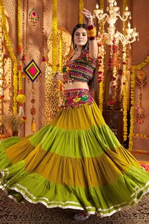Picture of  Fascinating Viscose Cotton Designer Navratri Lehenga Choli for Garba Dance and Festival Celebrations