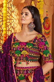 Picture of  Fascinating Viscose Cotton Designer Navratri Lehenga Choli for Garba Dance and Festival Celebrations