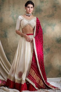 Picture of Trendy Off-White Designer Wedding Lehenga Choli for Wedding, Reception, and Sangeet