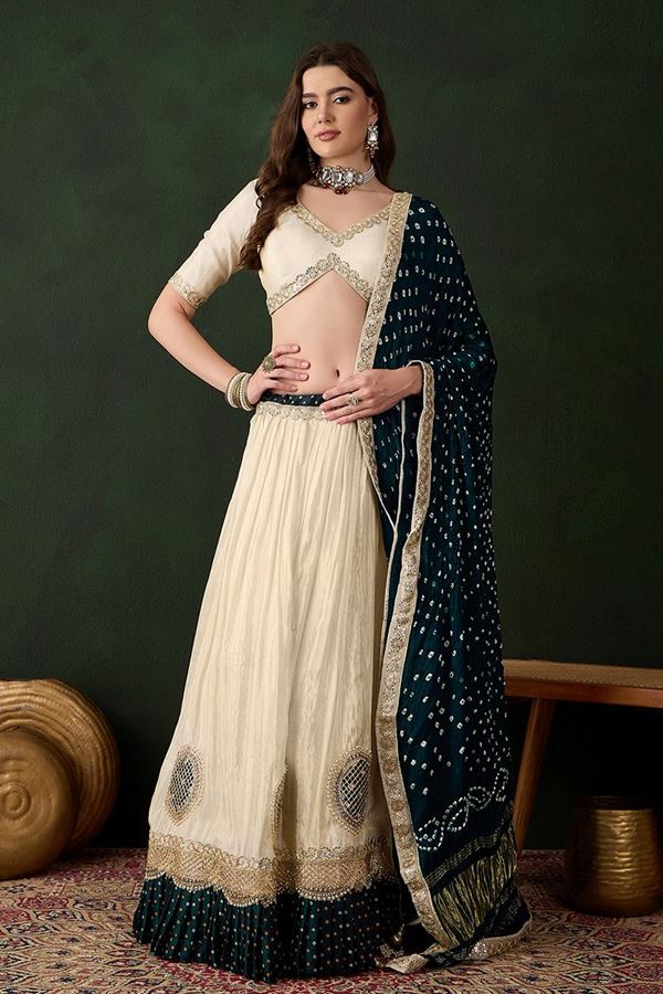 Picture of Exuberant Off-White Designer Wedding Lehenga Choli for Wedding, Reception, and Sangeet