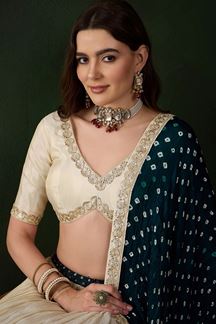 Picture of Exuberant Off-White Designer Wedding Lehenga Choli for Wedding, Reception, and Sangeet