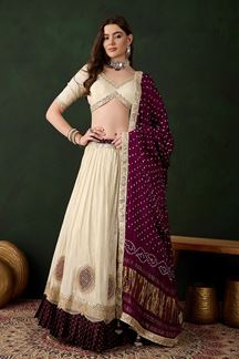 Picture of Flawless Off-White Designer Wedding Lehenga Choli for Wedding, Reception, and Sangeet