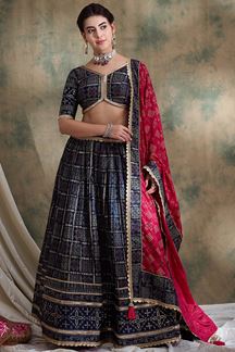 Picture of Creative Navy Blue Designer Lehenga Choli for Navratri Festival, Sangeet, and Parties