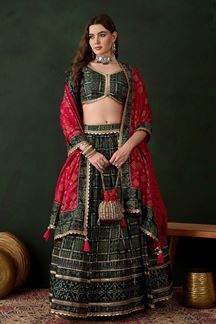 Picture of Exuberant Green Designer Lehenga Choli for Navratri Festival, Mehendi, and Parties