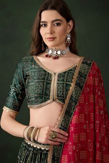 Picture of Exuberant Green Designer Lehenga Choli for Navratri Festival, Mehendi, and Parties