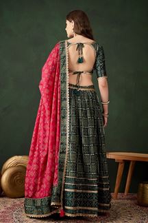 Picture of Exuberant Green Designer Lehenga Choli for Navratri Festival, Mehendi, and Parties