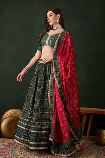 Picture of Exuberant Green Designer Lehenga Choli for Navratri Festival, Mehendi, and Parties