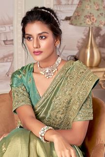 Picture of  Mesmerizing Silk Designer Saree for Engagement, Wedding, and Reception