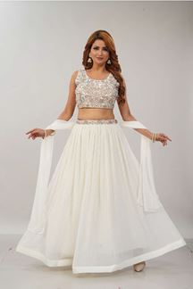 Picture of Flawless White Designer Indo-Western Lehenga Choli for Engagement, Sangeet, and Parties