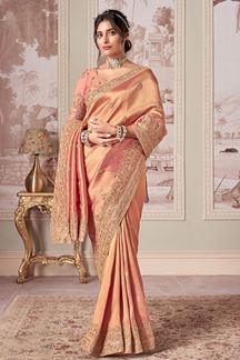 Picture of  Striking Silk Designer Saree for Engagement, Wedding, and Reception