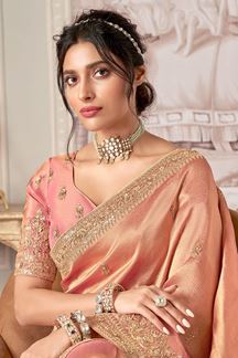 Picture of  Striking Silk Designer Saree for Engagement, Wedding, and Reception